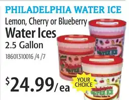 Restaurant Depot PHILADELPHIA WATER ICE Lemon, Cherry or Blueberry Water Ices offer