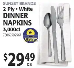 Restaurant Depot SUNSET BRANDS 2 Ply • White DINNER NAPKINS 3,000ct offer