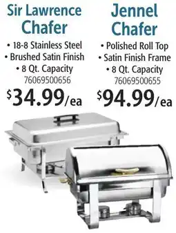 Restaurant Depot Sir Lawrence Chafer, Jennel Chafer offer