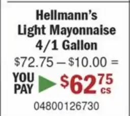 Restaurant Depot Hellmann's Light Mayonnaise offer