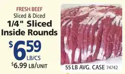 Restaurant Depot FRESH BEEF Sliced & Diced 1/4 Sliced Inside Rounds offer