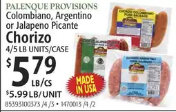 Restaurant Depot PALENQUE PROVISIONS Colombian, Argentino or Jalapeno Picante Chorizo offer
