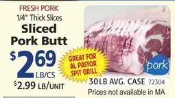 Restaurant Depot FRESH PORK 1/4 Thick Slices Sliced Pork Butt offer