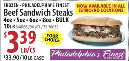 Restaurant Depot FROZEN • PHILADELPHIA'S FINEST Beef Sandwich Steaks offer