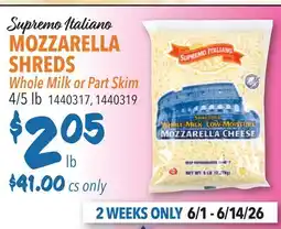 Restaurant Depot Supremo Italiano MOZZARELLA SHREDS offer