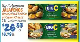 Restaurant Depot Big C Appetizers JALAPENOS Breaded w/Cheddar or Cream Cheese offer