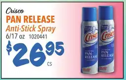 Restaurant Depot Crisco PAN RELEASE Anti-Stick Spray offer