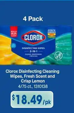 Restaurant Depot Clorox Disinfecting Cleaning Wipes, Fresh Scent and Crisp Lemon offer