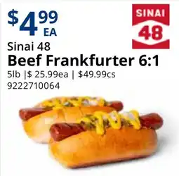 Restaurant Depot Sinai 48 Beef Frankfurter 6:1 offer