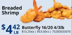 Restaurant Depot Butterfly 16/20 4/3lb offer
