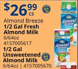 Restaurant Depot Almond Breeze 1/2 Gal Fresh Almond Milk offer