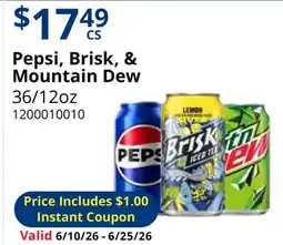 Restaurant Depot Pepsi, Brisk, & Mountain Dew offer