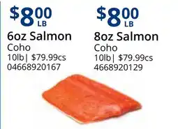 Restaurant Depot 6oz Salmon Coho, 8oz Salmon Coho offer