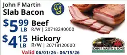 Restaurant Depot John F Martin Slab Bacon offer