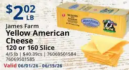 Restaurant Depot James Farm Yellow American Cheese offer