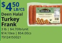 Restaurant Depot Deen Halal Turkey Frank offer