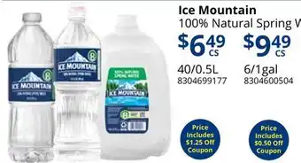 Restaurant Depot Ice Mountain 100% Natural Spring Water offer
