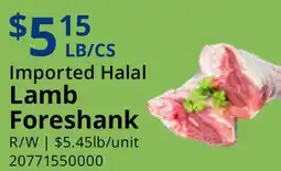 Restaurant Depot Imported Halal Lamb Foreshank offer