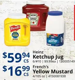 Restaurant Depot Heinz Ketchup Jug, French's Yellow Mustard offer