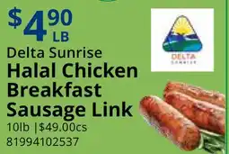Restaurant Depot Delta Sunrise Halal Chicken Breakfast Sausage Link offer