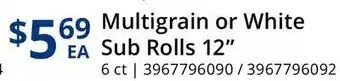 Restaurant Depot Multigrain or White Sub Rolls offer