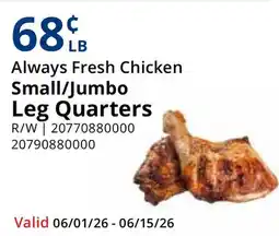 Restaurant Depot Always Fresh Chicken Small/Jumbo Leg Quarters offer