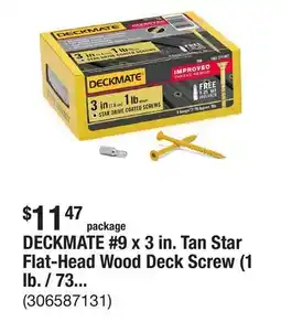The Home Depot DECKMATE #9 x 3 in. Tan Star Flat-Head Wood Deck Screw (1 lb. / 73-Piece) offer