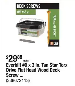 The Home Depot Everbilt #9 x 3 in. Tan Star Torx Drive Flat Head Wood Deck Screw (900-Pack) offer