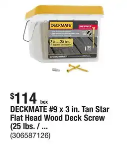 The Home Depot DECKMATE #9 x 3 in. Tan Star Flat Head Wood Deck Screw (25 lbs. / 1543-Pieces) offer