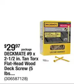The Home Depot DECKMATE #9 x 2-1/2 in. Tan Torx Flat-Head Wood Deck Screw (5 lbs. / 435-Piece) offer