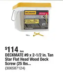 The Home Depot DECKMATE #9 x 2-1/2 in. Tan Star Flat Head Wood Deck Screw (25 lbs. / 1823-Pieces) offer