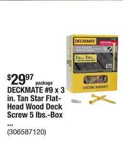The Home Depot DECKMATE #9 x 3 in. Tan Star Flat-Head Wood Deck Screw 5 lbs.-Box (365-Piece) offer