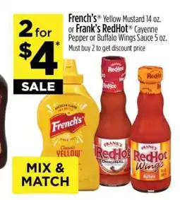 Dollar General French's Yellow Mustard or Frank's RedHot Sauce offer