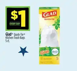 Dollar General Glad Quick-Tie Kitchen Trash Bags 5 ct offer