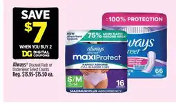 Dollar General Always Discreet Pads or Underwear offer