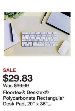 Office Depot Floortex Desktex Polycarbonate Rectangular Desk Pad, 20 x 36, Clear offer
