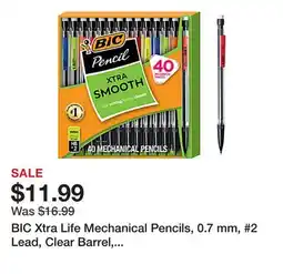 Office Depot BIC Xtra Life Mechanical Pencils, 0.7 mm, #2 Lead, Clear Barrel, Pack Of 40 Pencils offer
