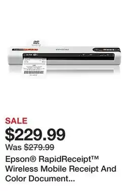 Office Depot Epson RapidReceipt Wireless Mobile Receipt And Color Document Scanner, RR-70W offer