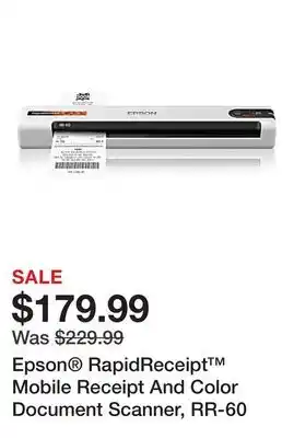 Office Depot Epson RapidReceipt Mobile Receipt And Color Document Scanner, RR-60 offer