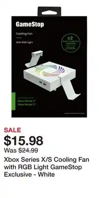 Game Stop Xbox Series X/S Cooling Fan with RGB Light GameStop Exclusive - White offer