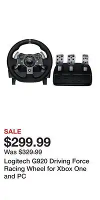 Game Stop Logitech G920 Driving Force Racing Wheel for Xbox One and PC offer