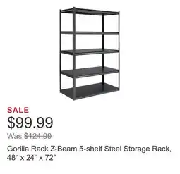 Costco Gorilla Rack Z-Beam 5-shelf Steel Storage Rack, 48 x 24 x 72 offer