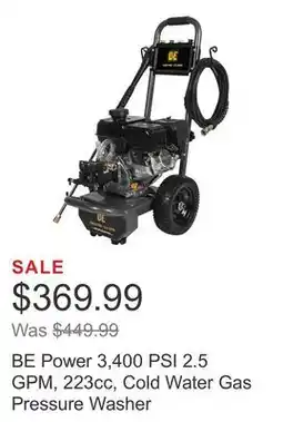 Costco BE Power 3,400 PSI 2.5 GPM, 223cc, Cold Water Gas Pressure Washer offer