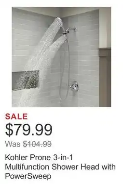 Costco Kohler Prone 3-in-1 Multifunction Shower Head with PowerSweep offer