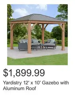 Costco Yardistry 12' x 10' Gazebo with Aluminum Roof offer