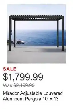Costco Mirador Adjustable Louvered Aluminum Pergola 10' x 13' offer