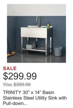 Costco TRINITY 30 x 14 Basin Stainless Steel Utility Sink with Pull-down Faucet offer
