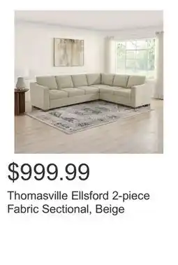 Costco Thomasville Ellsford 2-piece Fabric Sectional, Beige offer
