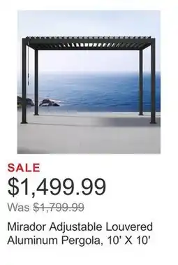 Costco Mirador Adjustable Louvered Aluminum Pergola, 10' X 10' offer