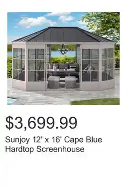 Costco Sunjoy 12' x 16' Cape Blue Hardtop Screenhouse offer
